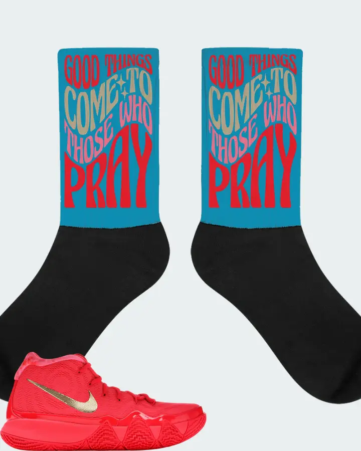 Nike Kyrie 4 Sneaker Matching Aqua Socks - Good Things Come To Those Who Pray