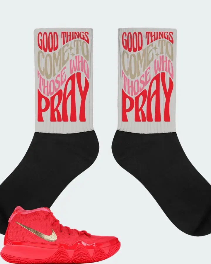 Nike Kyrie 4 Sneaker Matching Grey Socks - Good Things Come To Those Who Pray
