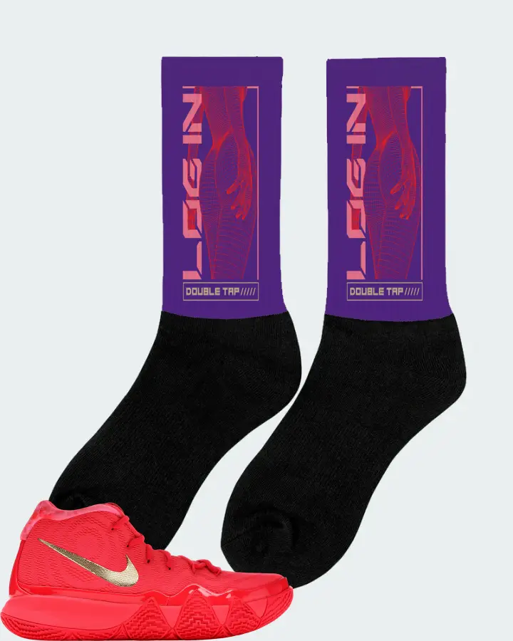 Nike Kyrie 4 Sneaker Matching Purple Socks (LOGIN) - View 3