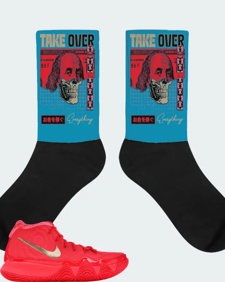 Nike Kyrie 4 Sneaker Matching Aqua Socks - Take Over