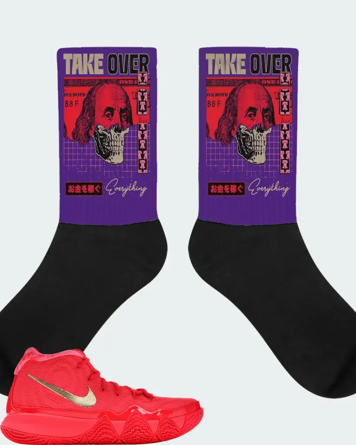 Nike Kyrie 4 Sneaker Matching Purple Socks - Take Over