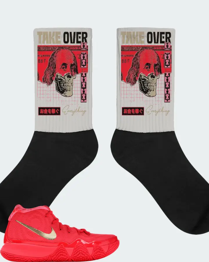 Nike Kyrie 4 Sneaker Matching Grey Socks - Take Over