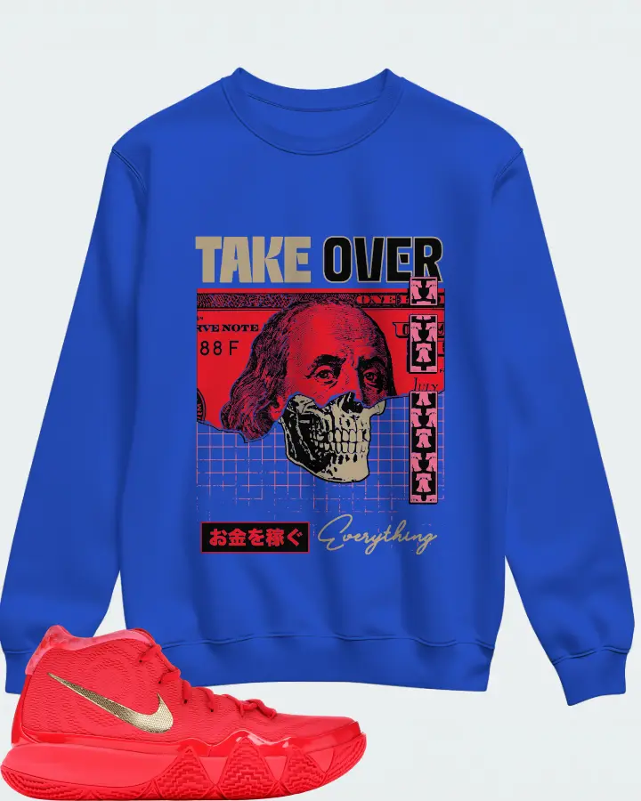 Nike Kyrie 4 Sneaker Matching Royal Blue Sweatshirt - Take Over