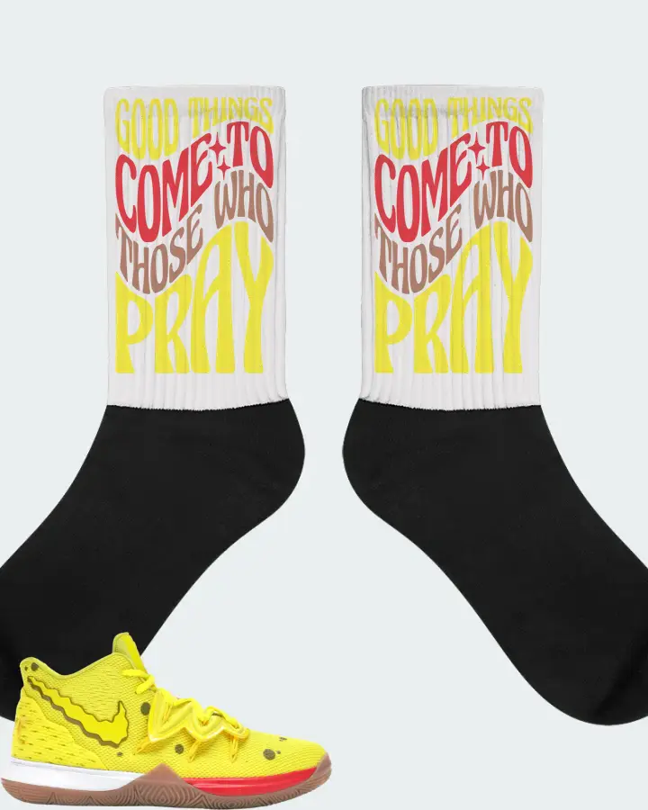 Nike Kyrie 5 Sneaker Matching White Socks - Good Things Come To Those Who Pray