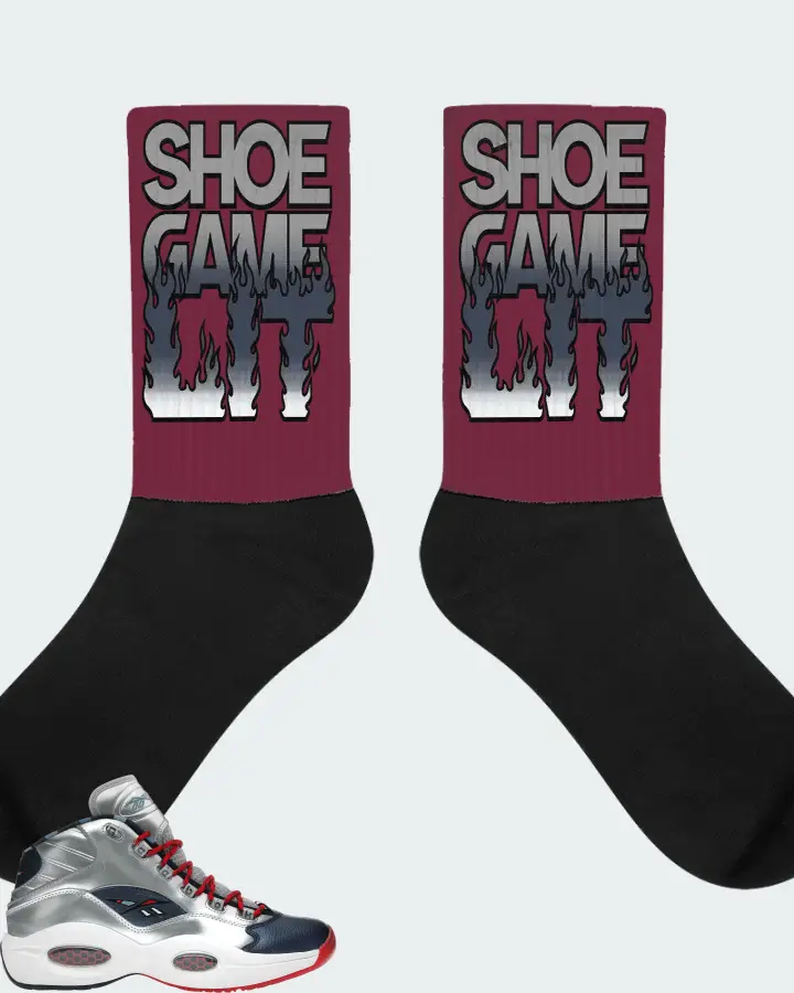 Reebok Question Mid Sneaker Matching Maroon Socks - Shoe Game Lit Refreshed
