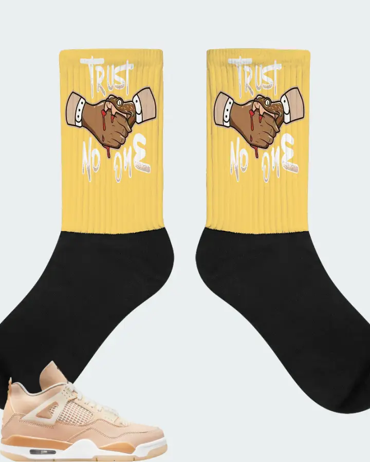 Jordan 4 Retro Sneaker Matching Yellow Socks - Trust No One
