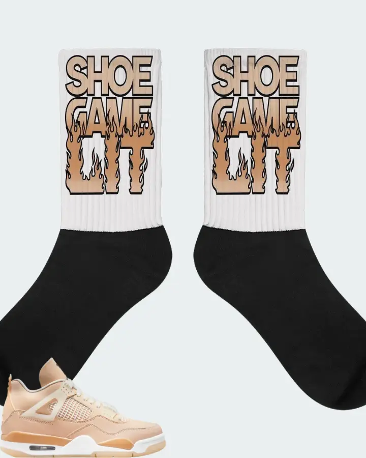 Jordan 4 Retro Sneaker Matching White Socks - Shoe Game Lit Refreshed