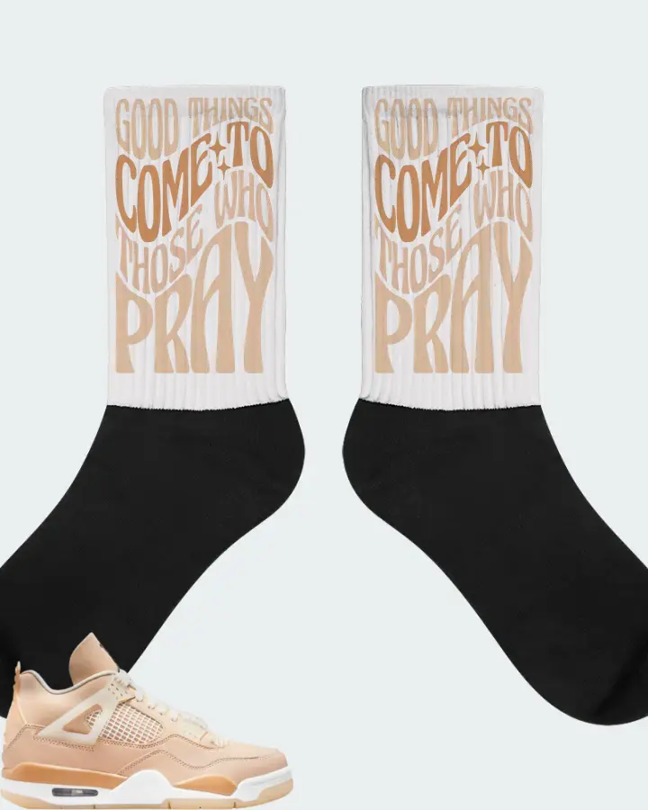 Jordan 4 Retro Sneaker Matching White Socks - Good Things Come To Those Who Pray
