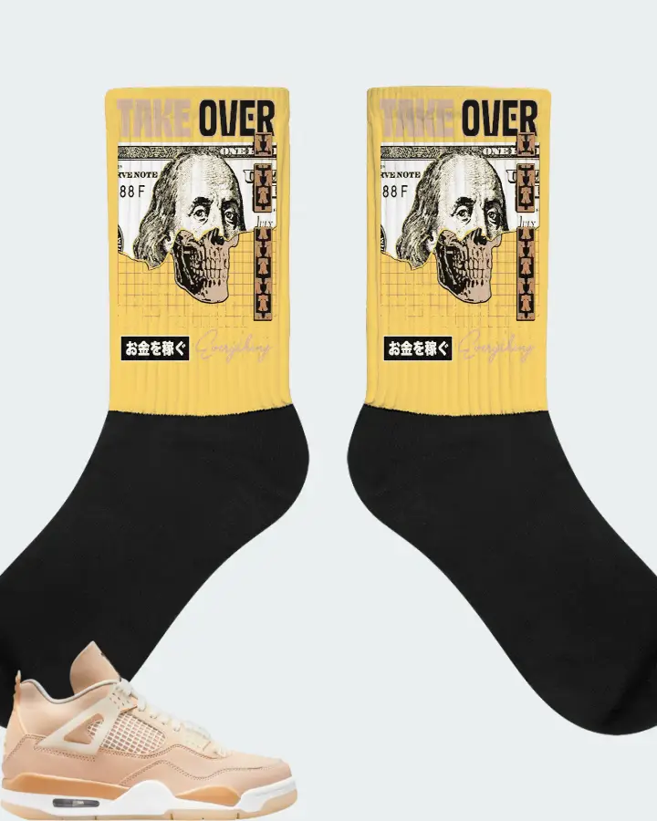 Jordan 4 Retro Sneaker Matching Yellow Socks - Take Over
