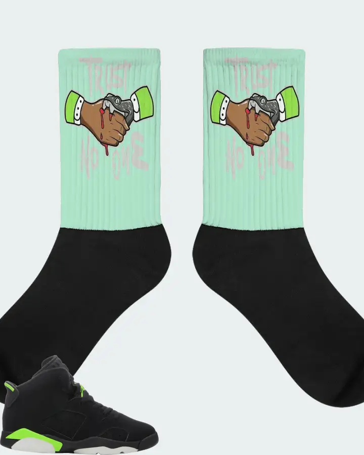 Jordan 6 Retro Sneaker Matching Mint Socks - Trust No One