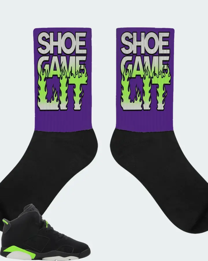 Jordan 6 Retro Sneaker Matching Purple Socks - Shoe Game Lit Refreshed