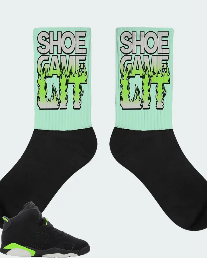 Jordan 6 Retro Sneaker Matching Mint Socks - Shoe Game Lit Refreshed