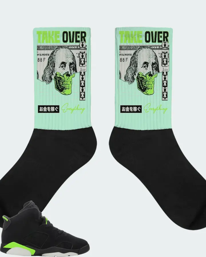 Jordan 6 Retro Sneaker Matching Mint Socks - Take Over