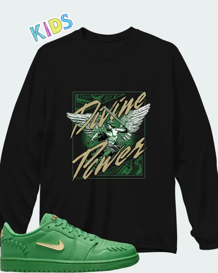 Wmns Air Jordan 1 Low Method of Make Lucky Green Matching Kid's Long Sleeve T-Shirt