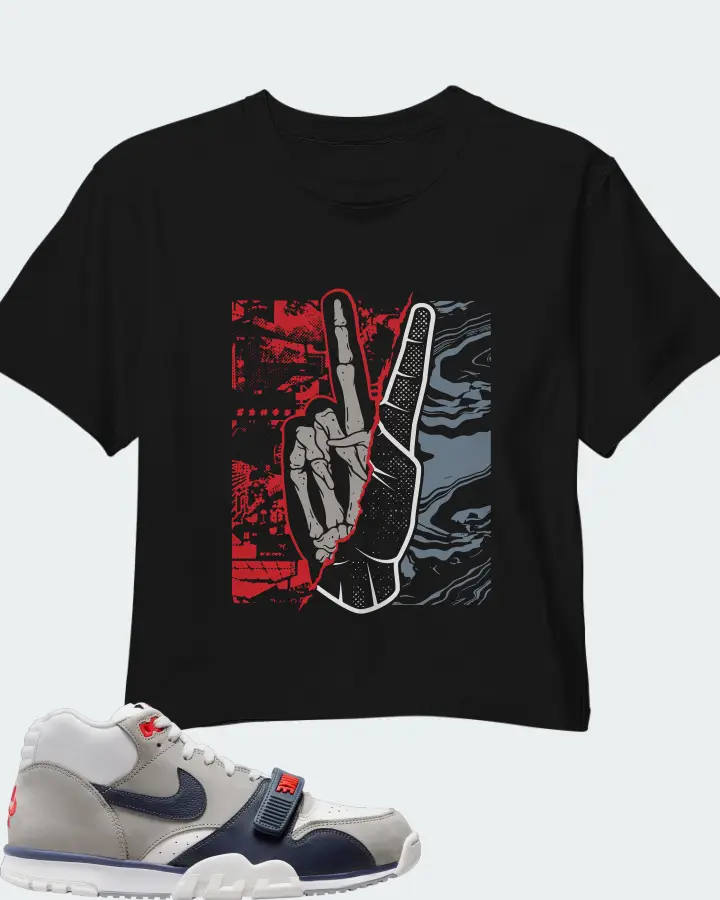 Nike Air Trainer 1 White Midnight Navy Medium Grey Matching Crop Top