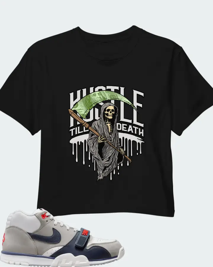 Nike Air Trainer 1 White Midnight Navy Medium Grey Matching Crop Top