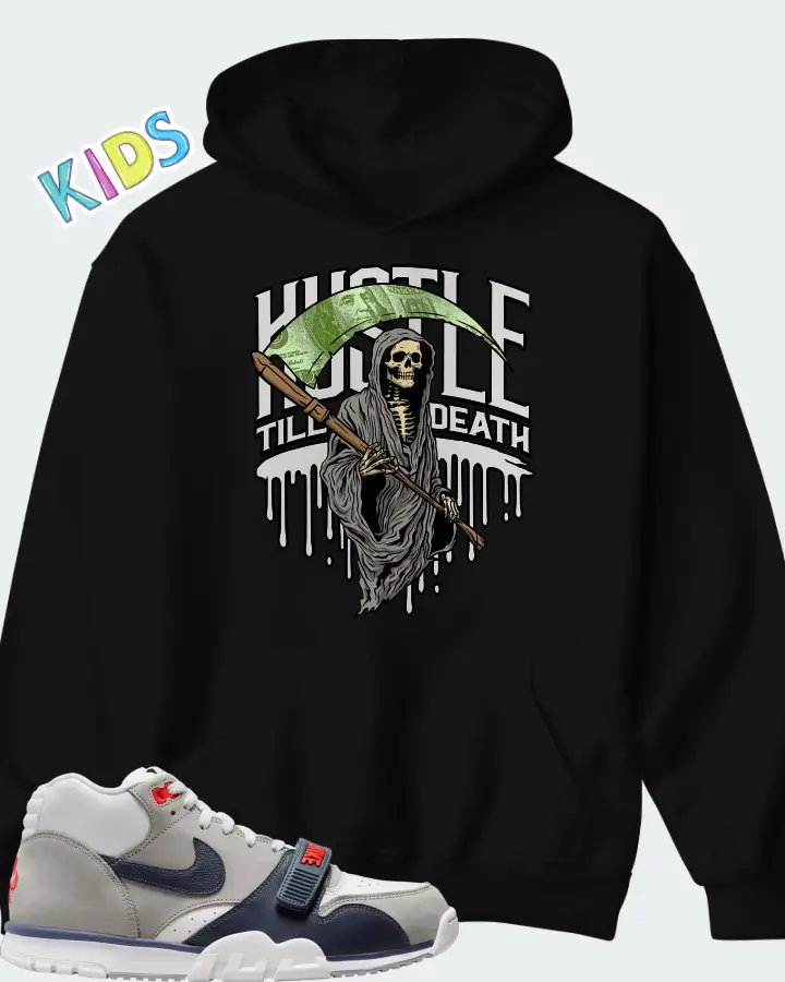 Nike Air Trainer 1 White Midnight Navy Medium Grey Matching Kid's Hoodie