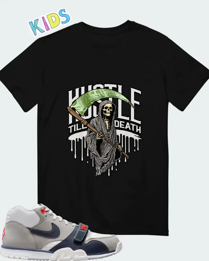 Nike Air Trainer 1 White Midnight Navy Medium Grey Matching Kid's T-Shirt