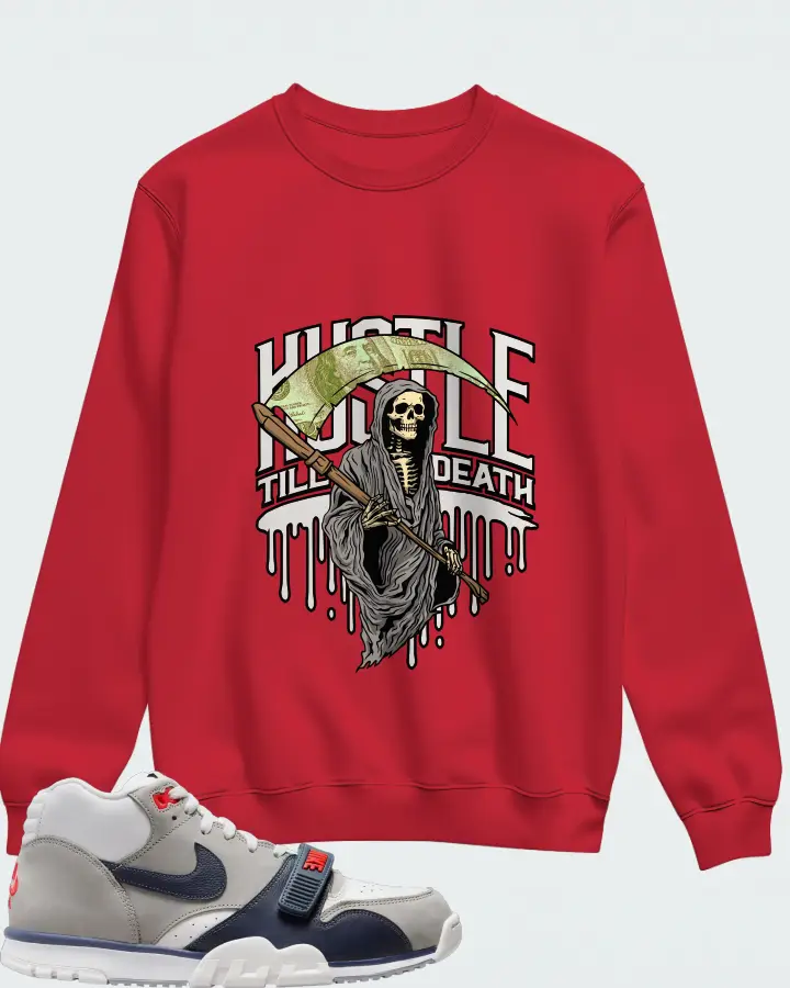Nike Air Trainer 1 White Midnight Navy Medium Grey Matching Sweatshirt