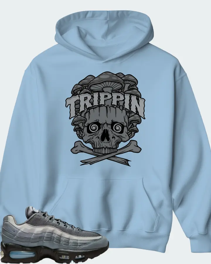 Nike Air Max 95 Cool Grey Psychic Blue Matching Hoodie