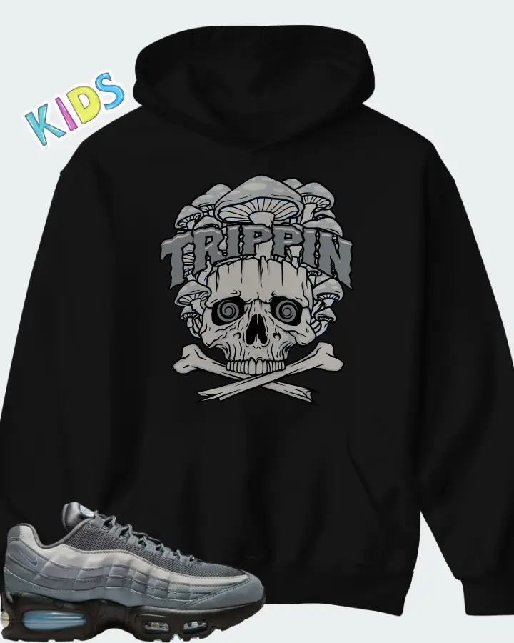 Nike Air Max 95 Cool Grey Psychic Blue Matching Kid's Hoodie