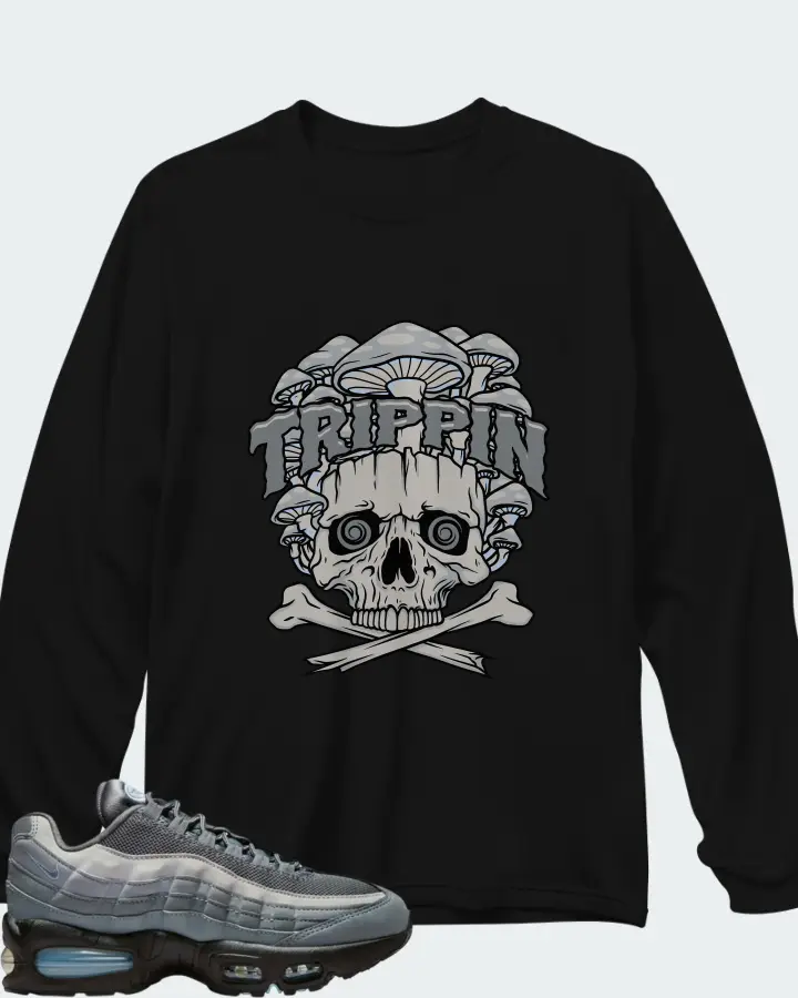 Nike Air Max 95 Cool Grey Psychic Blue Matching Long Sleeve T-Shirt