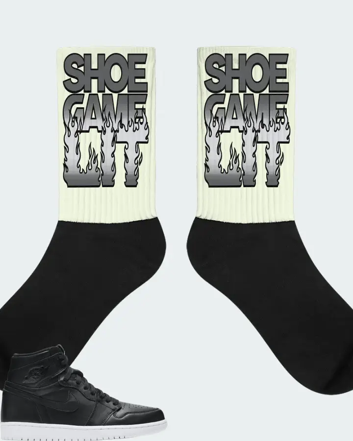 Jordan 1 Retro Sneaker Matching Citron Socks - Shoe Game Lit Refreshed