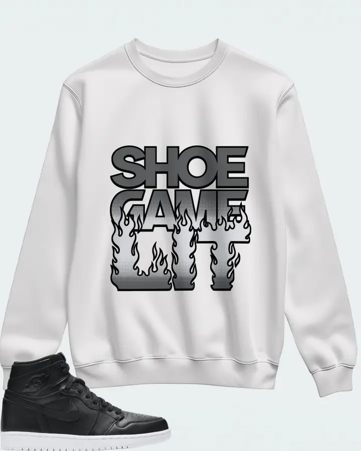 Jordan 1 Retro Sneaker Matching White Sweatshirt - Shoe Game Lit Refreshed