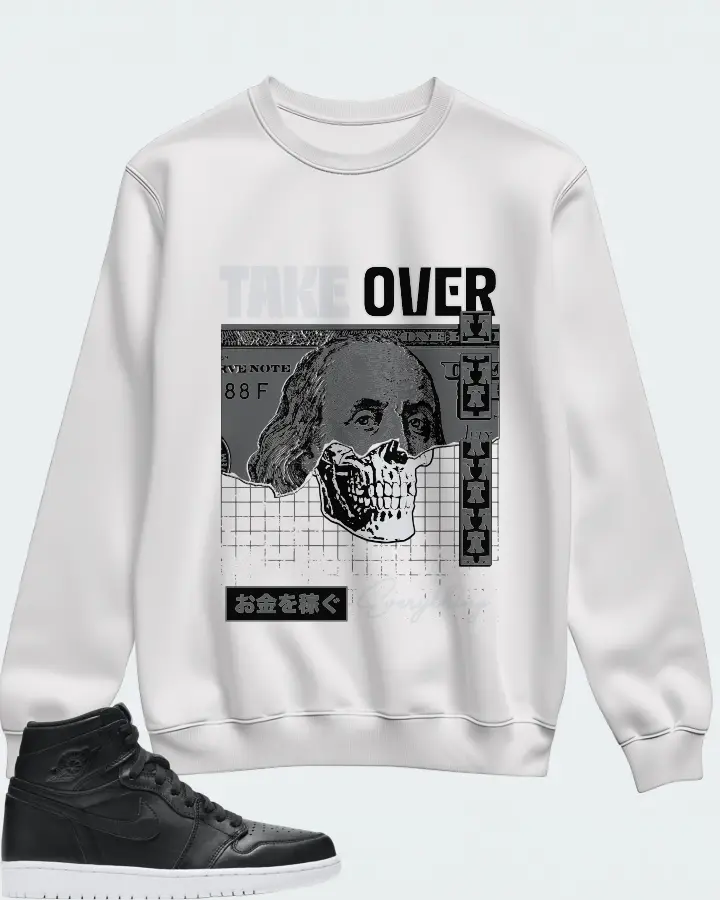 Jordan 1 Retro Sneaker Matching White Sweatshirt - Take Over