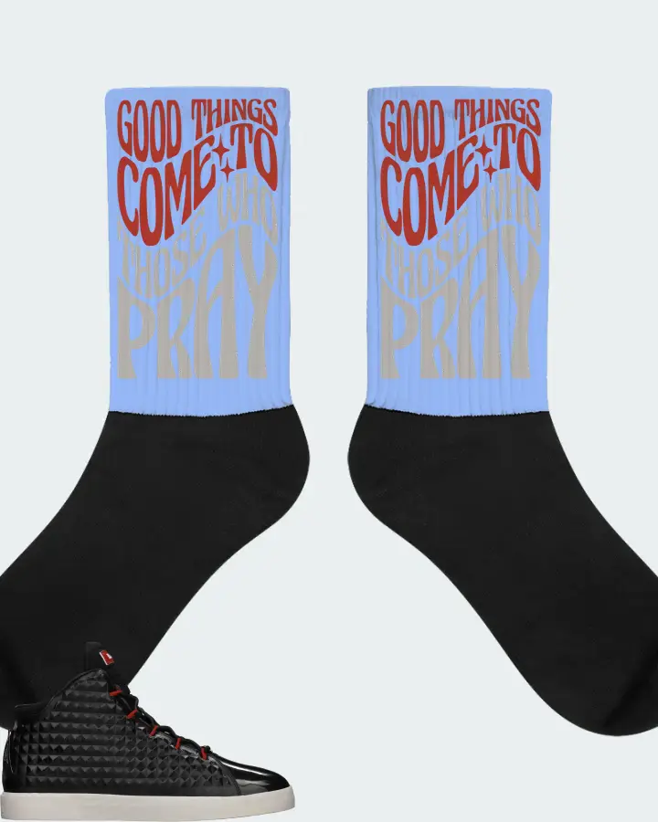 Nike LeBron 12 NSW Sneaker Matching Carolina Blue Socks - Good Things Come To Those Who Pray
