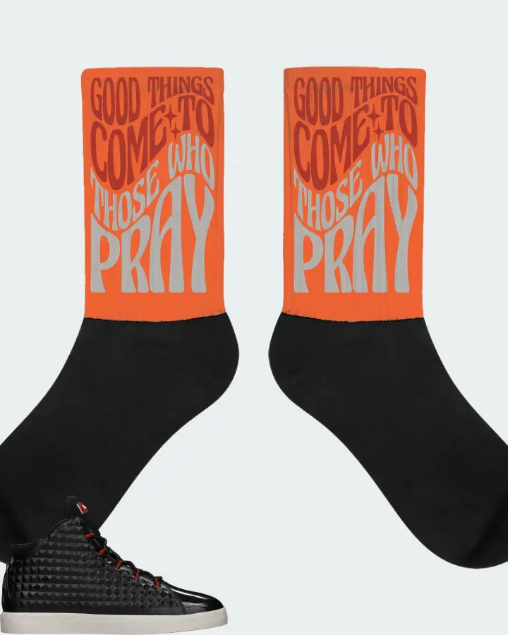 Nike LeBron 12 NSW Sneaker Matching Orange Socks - Good Things Come To Those Who Pray