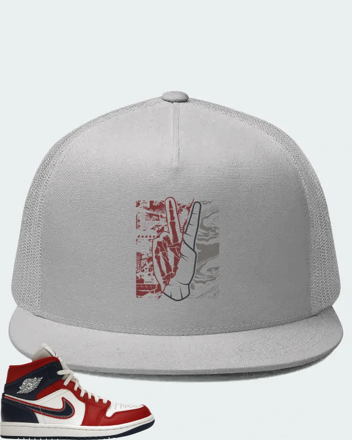 Jordan 1 Mid Sneaker Matching White Hat - Peace of mind