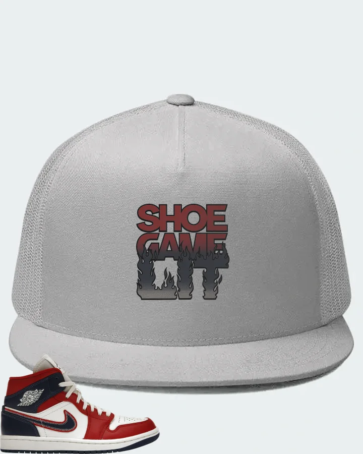 Jordan 1 Mid Sneaker Matching White Hat - Shoe Game Lit Refreshed