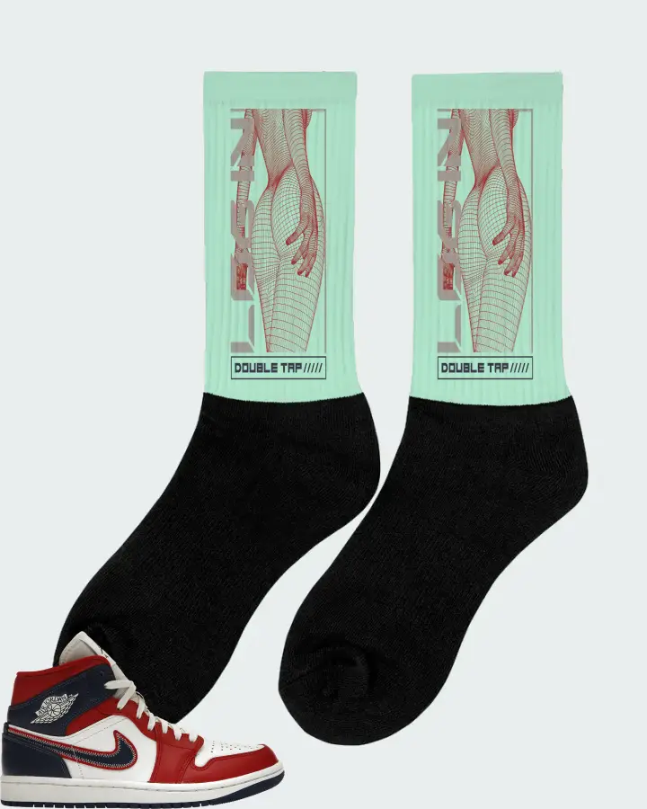Jordan 1 Mid Sneaker Matching Mint Socks (LOGIN) - View 3
