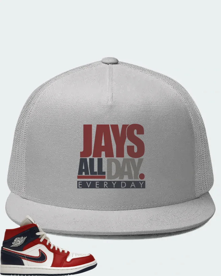 Jordan 1 Mid Sneaker Matching White Hat - Jays All Day