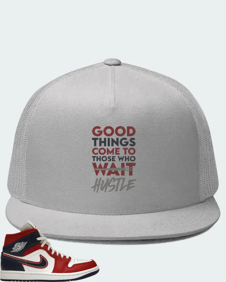 Jordan 1 Mid Sneaker Matching White Hat - Good Things Come