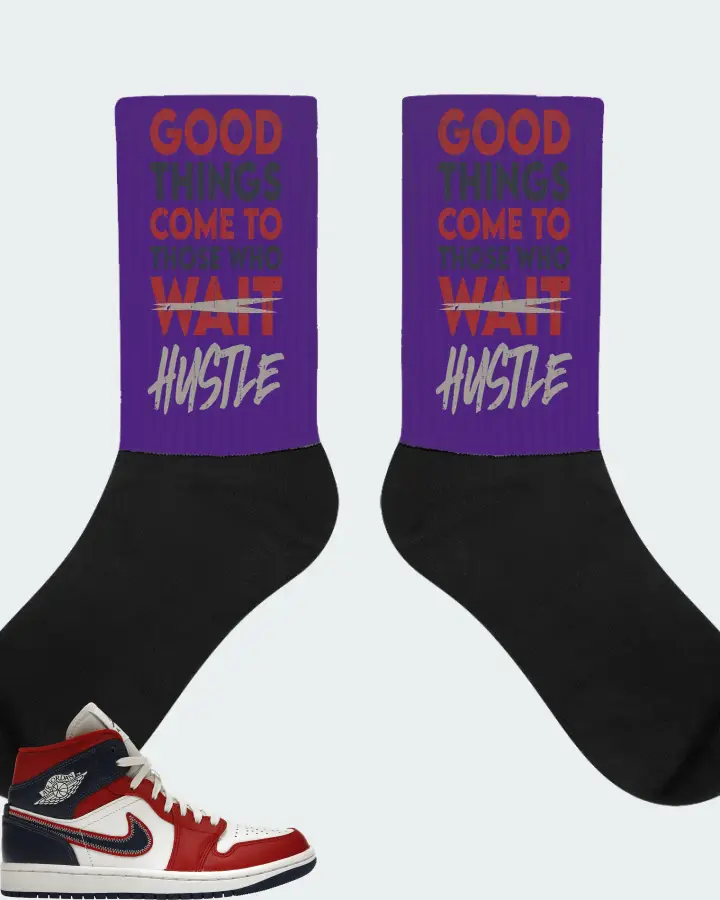 Jordan 1 Mid Sneaker Matching Purple Socks - Good Things Come