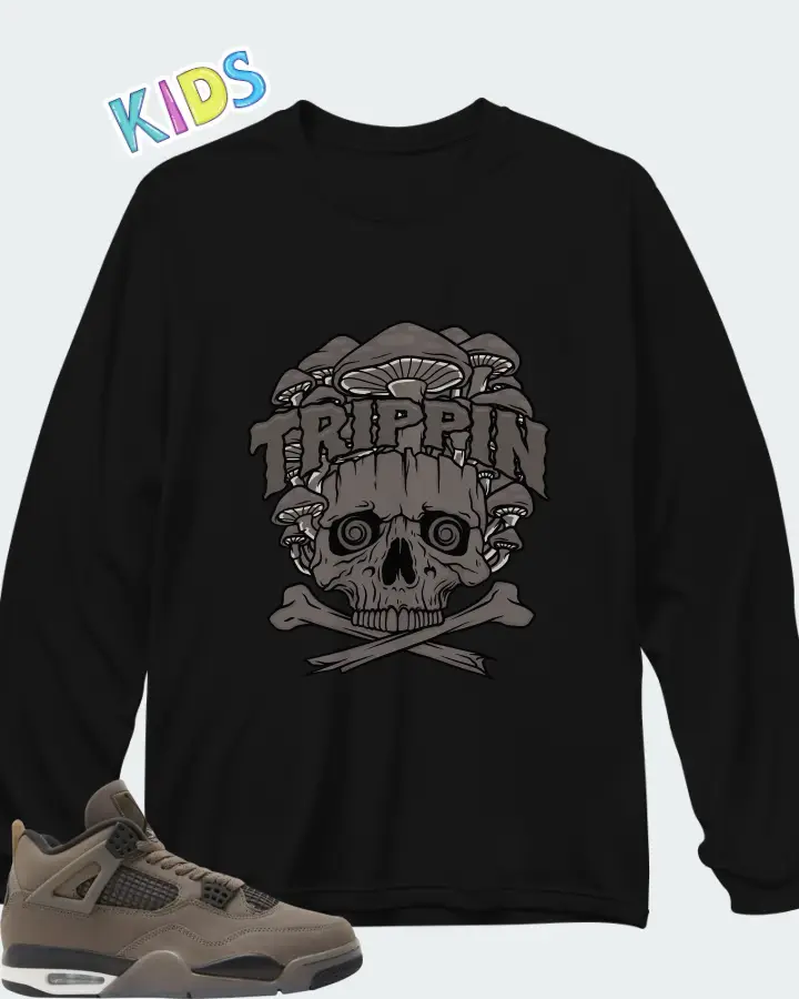 Air Jordan 4 Retro Cave Stone  Matching Kid's Long Sleeve T-Shirt
