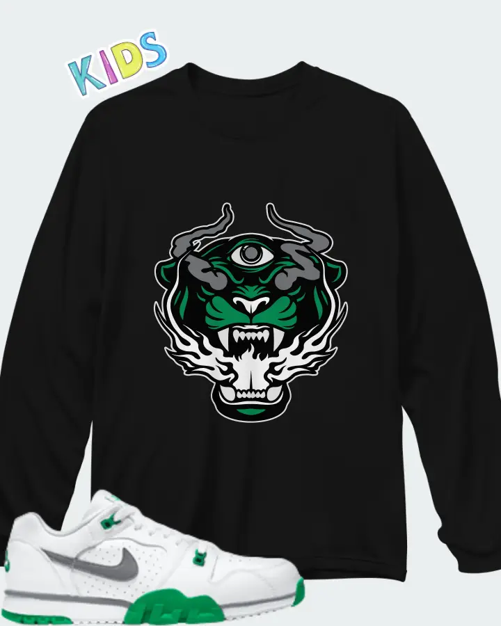 Nike Air Cross Trainer Low Lucky Green Matching Kid's Long Sleeve T-Shirt