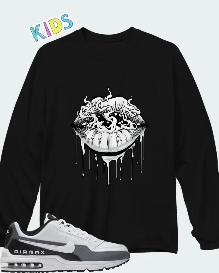 Nike Air Max LTD 3 White Black Cool Grey Matching Kid's Long Sleeve T-Shirt