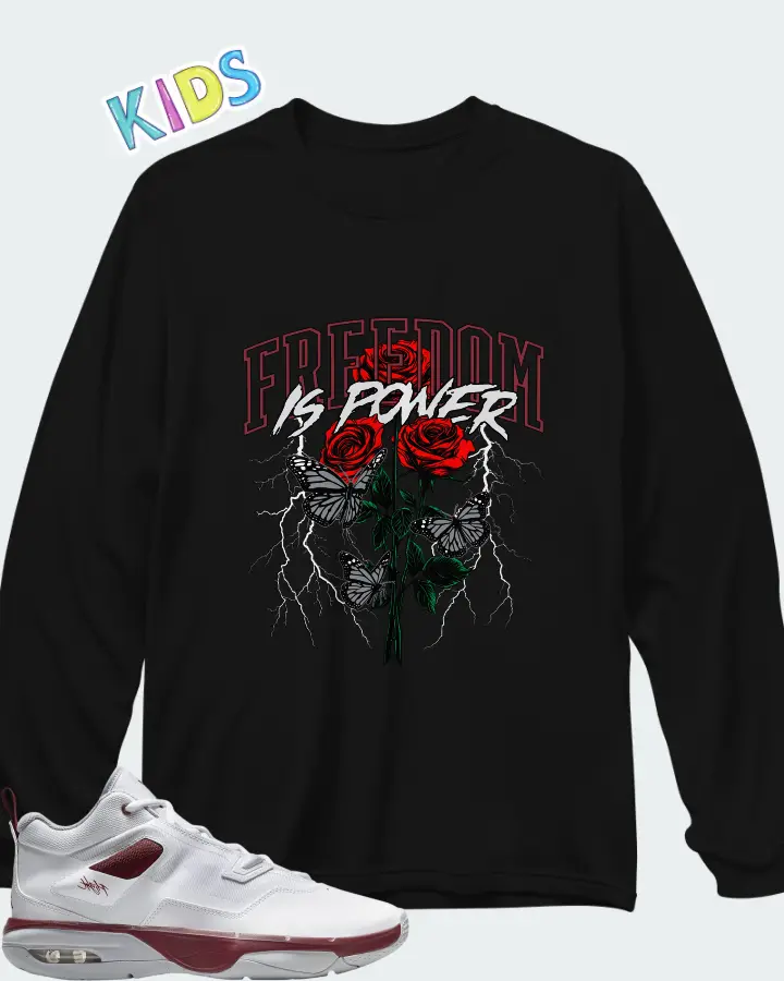 Jordan Stay Loyal 3 White Wolf Grey Team Red Matching Kid's Long Sleeve T-Shirt