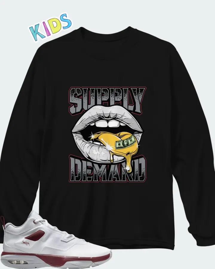 Jordan Stay Loyal 3 White Wolf Grey Team Red Matching Kid's Long Sleeve T-Shirt