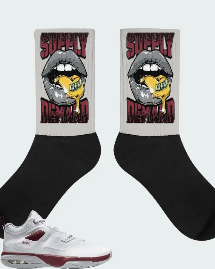 Jordan Stay Loyal 3 White Wolf Grey Team Red Matching Socks