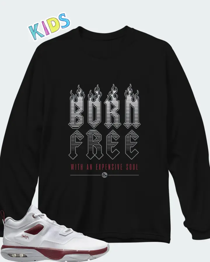 Jordan Stay Loyal 3 White Wolf Grey Team Red Matching Kid's Long Sleeve T-Shirt