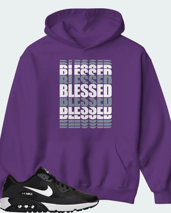 Nike Air Max 90 Golf Sneaker Matching Purple Hoodie - BLESSED Many Times