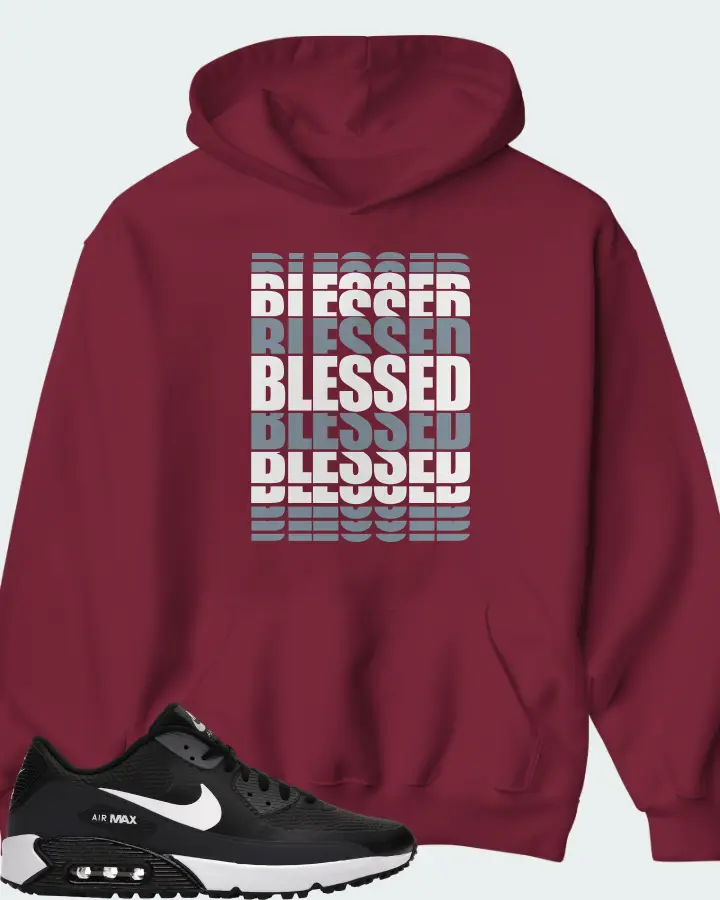 Nike Air Max 90 Golf Sneaker Matching Maroon Hoodie - BLESSED Many Times