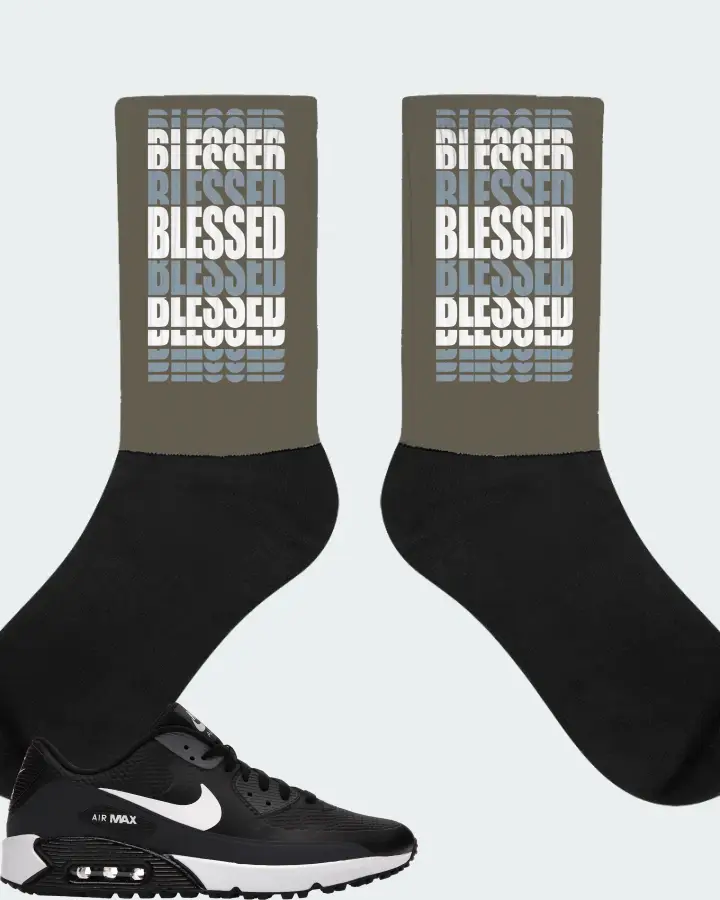 Nike Air Max 90 Golf Sneaker Matching Army Green Socks - BLESSED Many Times