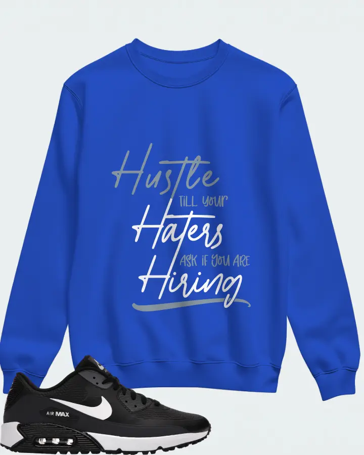 Nike Air Max 90 Golf Sneaker Matching Royal Blue Sweatshirt - HUSTLE TILL YOUR HATERS ASK