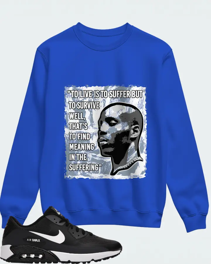 Nike Air Max 90 Golf Sneaker Matching Royal Blue Sweatshirt - DMX Suffer Quote