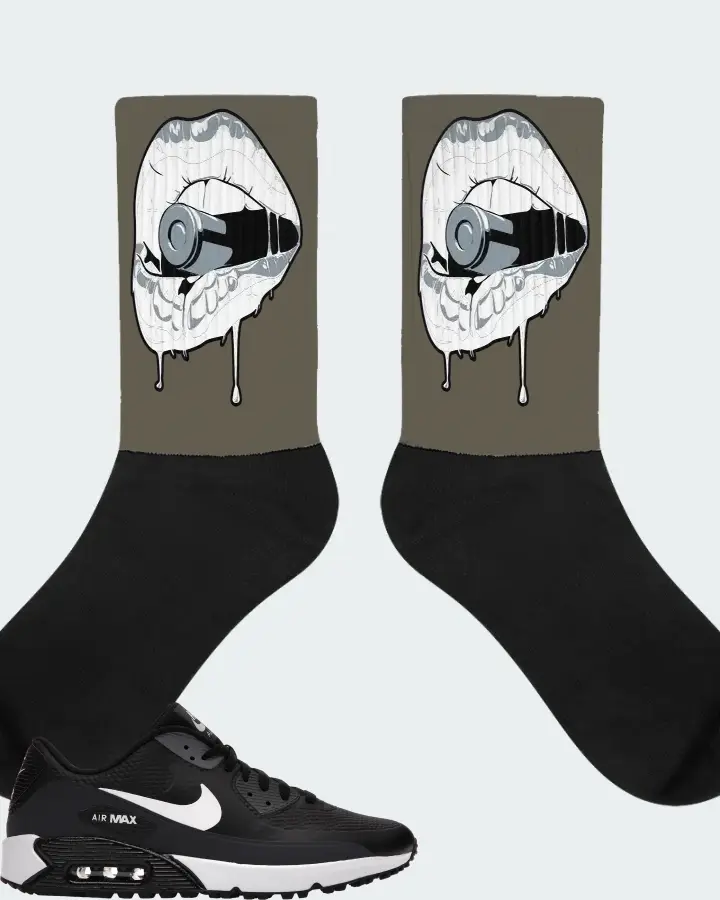 Nike Air Max 90 Golf Sneaker Matching Army Green Socks - Kiss of Death